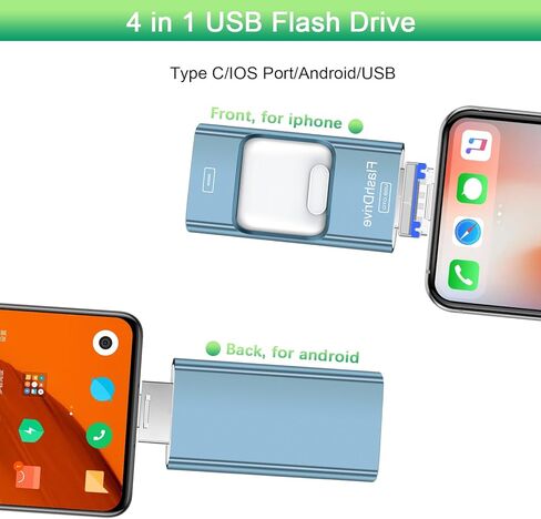 محرك أقراص فلاش للهاتف للصور سعة 128 جيجابايت، ومخزن نسخ احتياطي للصور USB من النوع C للوحة الهاتف وأجهزة الكمبيوتر المحمول التي تعمل بنظام Android (أزرق، U25) in Kuwait