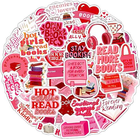 60 قطعة من ملصقات الكتب الوردية، ملصق كتاب GEEHUA لجهاز Kindle، ملصقات قراءة Booktok، هدايا لمحبي الكتب الوردية الجمالية لأجهزة الكمبيوتر المحمولة، وسجلات القصاصات، وزجاجات المياه، وألواح التزلج، والنساء والفتيات المراهقات in Saudi Arabia