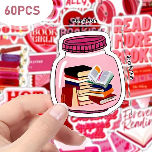 60 قطعة من ملصقات الكتب الوردية، ملصق كتاب GEEHUA لجهاز Kindle، ملصقات قراءة Booktok، هدايا لمحبي الكتب الوردية الجمالية لأجهزة الكمبيوتر المحمولة، وسجلات القصاصات، وزجاجات المياه، وألواح التزلج، والنساء والفتيات المراهقات in Saudi Arabia