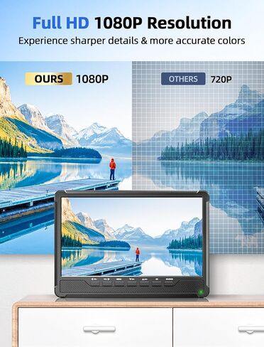 تلفزيون ديسوبري 11.5 بوصة محمول مع هوائي Atsc Tune، شاشة 10.5 بوصة HD IPS قابلة لإعادة الشحن مع مكبر صوت مزدوج، تلفزيون صغير يدعم مدخل HDMI USB RCA، تلفزيون يعمل بالبطارية لسيارة التخييم المطبخ in Kuwait