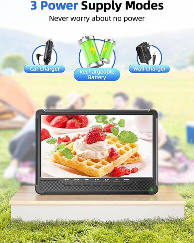 تلفزيون ديسوبري 11.5 بوصة محمول مع هوائي Atsc Tune، شاشة 10.5 بوصة HD IPS قابلة لإعادة الشحن مع مكبر صوت مزدوج، تلفزيون صغير يدعم مدخل HDMI USB RCA، تلفزيون يعمل بالبطارية لسيارة التخييم المطبخ in Kuwait
