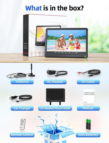 تلفزيون ديسوبري 11.5 بوصة محمول مع هوائي Atsc Tune، شاشة 10.5 بوصة HD IPS قابلة لإعادة الشحن مع مكبر صوت مزدوج، تلفزيون صغير يدعم مدخل HDMI USB RCA، تلفزيون يعمل بالبطارية لسيارة التخييم المطبخ in Kuwait