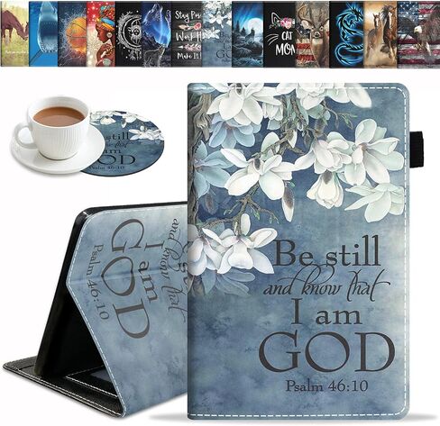 Case for Amazon Fire HD 10 Tablet 10.1 inch (9th/7th Generation, 2019/2017 Release) - Slim Lightweight PU Leather Stand Cover with Auto Wake/Sleep, Christian Quotes Bible Verse Psalm 46:10 in Saudi Arabia