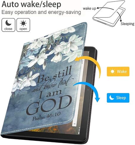 Case for Amazon Fire HD 10 Tablet 10.1 inch (9th/7th Generation, 2019/2017 Release) - Slim Lightweight PU Leather Stand Cover with Auto Wake/Sleep, Christian Quotes Bible Verse Psalm 46:10 in Saudi Arabia