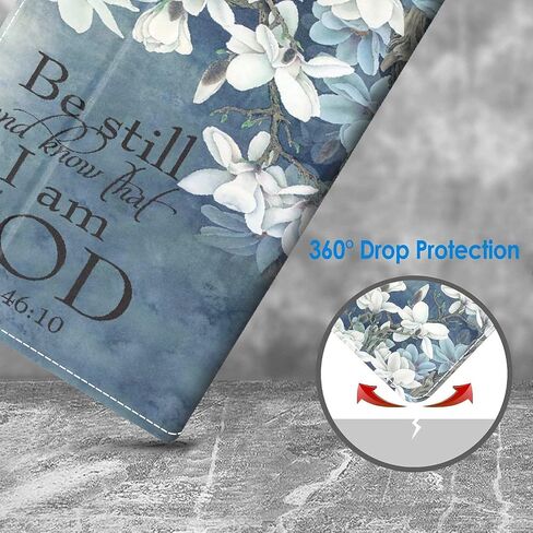 Case for Amazon Fire HD 10 Tablet 10.1 inch (9th/7th Generation, 2019/2017 Release) - Slim Lightweight PU Leather Stand Cover with Auto Wake/Sleep, Christian Quotes Bible Verse Psalm 46:10 in Saudi Arabia