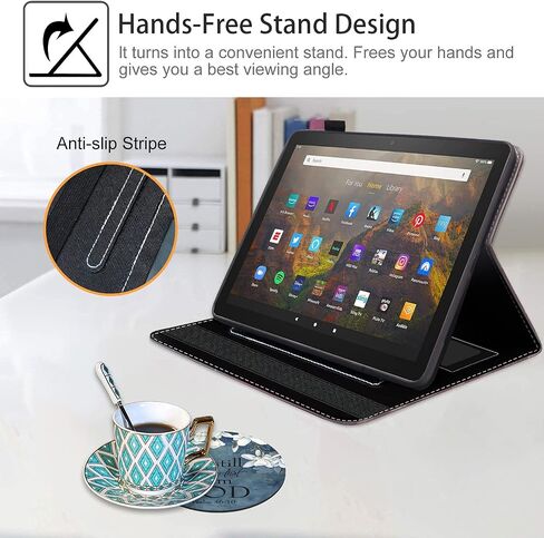 Case for Amazon Fire HD 10 Tablet 10.1 inch (9th/7th Generation, 2019/2017 Release) - Slim Lightweight PU Leather Stand Cover with Auto Wake/Sleep, Christian Quotes Bible Verse Psalm 46:10 in Saudi Arabia