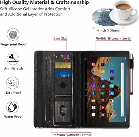 Case for Amazon Fire HD 10 Tablet 10.1 inch (9th/7th Generation, 2019/2017 Release) - Slim Lightweight PU Leather Stand Cover with Auto Wake/Sleep, Christian Quotes Bible Verse Psalm 46:10 in Saudi Arabia
