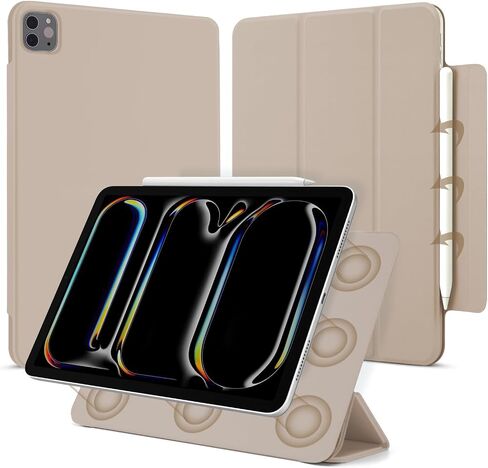 for iPad Pro 11 inch M4 Case (5th Generation,2024, Model NO.A2836/A2837/A3006),Auto Sleep/Wake and Magnetic Closure,Slim Trifold Stand Case,PU Leather Cover,Support Apple Pencil Pro, Oat Coffee in Saudi Arabia