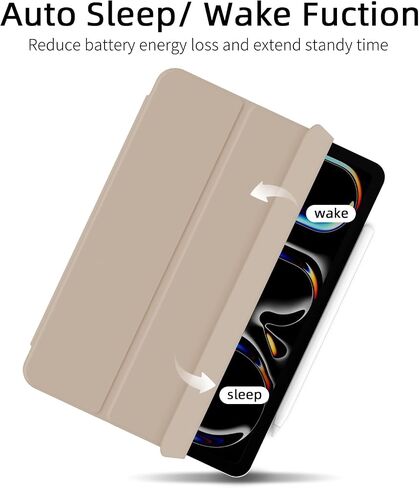 for iPad Pro 11 inch M4 Case (5th Generation,2024, Model NO.A2836/A2837/A3006),Auto Sleep/Wake and Magnetic Closure,Slim Trifold Stand Case,PU Leather Cover,Support Apple Pencil Pro, Oat Coffee in Saudi Arabia