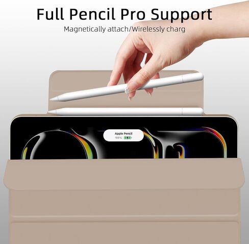 for iPad Pro 11 inch M4 Case (5th Generation,2024, Model NO.A2836/A2837/A3006),Auto Sleep/Wake and Magnetic Closure,Slim Trifold Stand Case,PU Leather Cover,Support Apple Pencil Pro, Oat Coffee in Saudi Arabia
