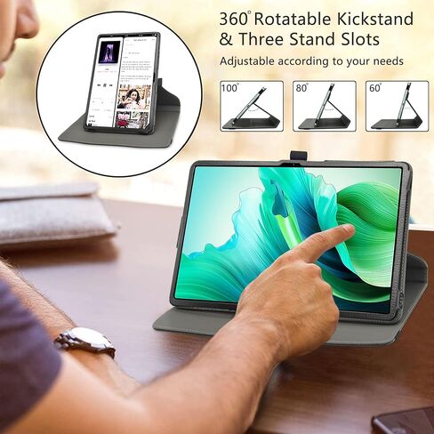 متوافق مع حافظة OUKITEL OT8، حافظة Tab 90 WiFi، حافظة iPlay 60 Lite، غطاء PU بحامل يدور 360 درجة لجهاز OUKITEL OT8/Alldocube iPlay 60 Lite/Blackview Tab 90 WiFi/Tab 90 مقاس 11 بوصة، أسود in Kuwait