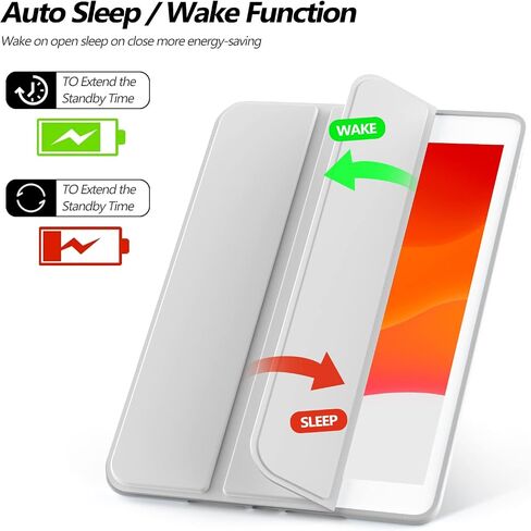 kenke Case for iPad 9th/8th/7th Generation 10.2 inch, Lightweight Smart Trifold Stand Shockproof Soft TPU Back Cover, Auto Sleep/Wake for iPad 10.2" 2021/2020/2019, Gray in Saudi Arabia