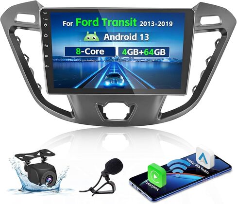 Roinvou 2+64G Android 9 بوصة شاشة تعمل باللمس لسيارة Ford Transit 2013-2019 مع CarPlay اللاسلكي Android Auto WiFi Bluetooth GPS Navigation FM RDS Radio Backup Camera in Saudi Arabia