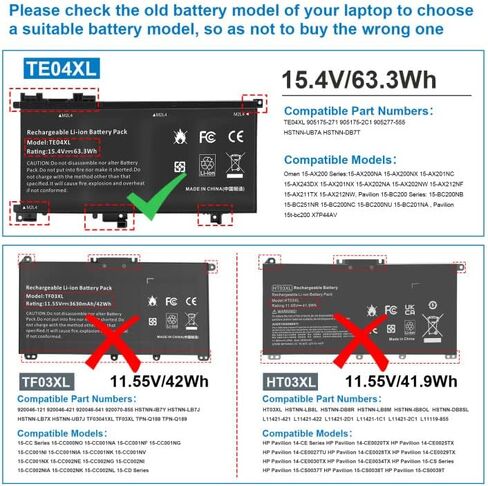 Futurebatt Inc TE04XL استبدال بطارية الكمبيوتر المحمول HP Omen 15-AX200 15-AX200NA 15-AX200NX 15-AX201NC 15-AX243DX 15-AX201NX 15-AX202NA 15-AX202NW 15-AX212NF 15-AX211TX 15-AX212NW in Kuwait