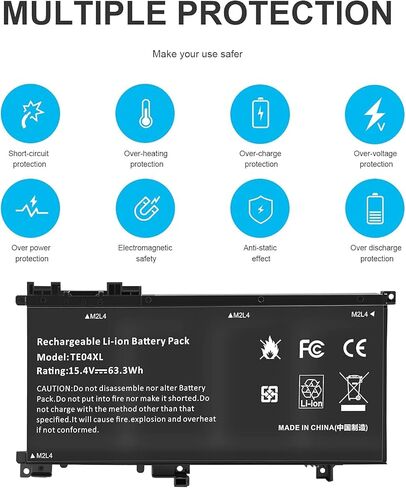 Futurebatt Inc TE04XL استبدال بطارية الكمبيوتر المحمول HP Omen 15-AX200 15-AX200NA 15-AX200NX 15-AX201NC 15-AX243DX 15-AX201NX 15-AX202NA 15-AX202NW 15-AX212NF 15-AX211TX 15-AX212NW in Kuwait