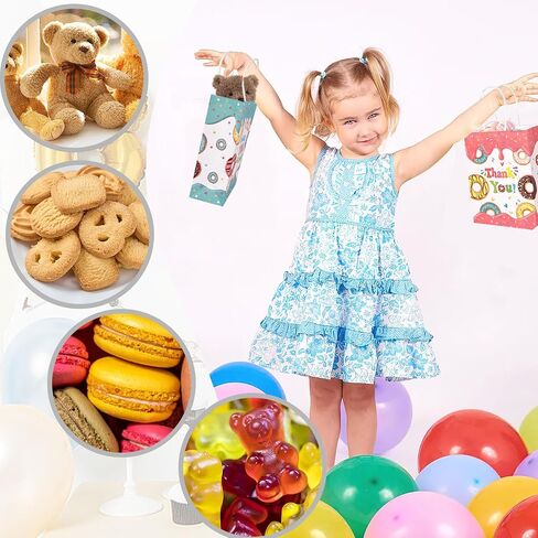 JOHOUSE 32PCS Donut Gift Bags, 5.5x2.8x8 Inches Paper Gift Bags with Handles Party Favor Bags Paper Shopping Bags, Birthday Colorful Retail Bags, Recyclable Bags, Thank You Gift Bags in Saudi Arabia