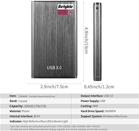 محرك الأقراص الصلبة الخارجي - محرك أقراص ثابتة محمول نحيف مقاس 2.5 بوصة USB 3.0 لأجهزة الكمبيوتر الشخصية وأجهزة Mac والكمبيوتر المحمول وChromebook (320 جيجابايت، أسود) in Saudi Arabia