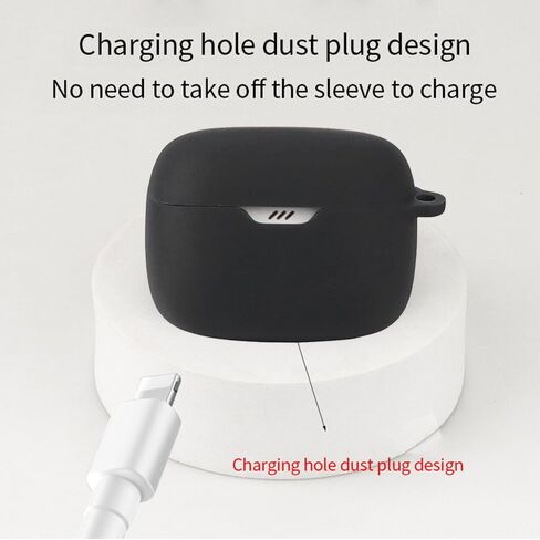 متوافق مع حافظة سماعات الرأس JBL Tune Buds، [يدعم الشحن اللاسلكي] [حافظة واقية مضادة للصدمات] حافظة سماعة رأس من السيليكون (أسود-أبيض) in Saudi Arabia