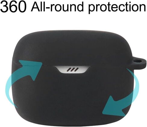 متوافق مع حافظة سماعات الرأس JBL Tune Buds، [يدعم الشحن اللاسلكي] [حافظة واقية مضادة للصدمات] حافظة سماعة رأس من السيليكون (أسود-أبيض) in Saudi Arabia