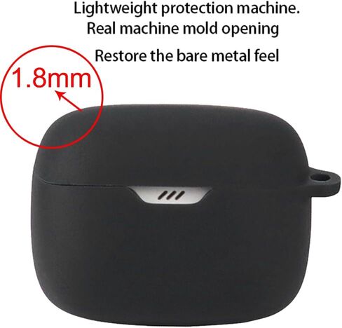 متوافق مع حافظة سماعات الرأس JBL Tune Buds، [يدعم الشحن اللاسلكي] [حافظة واقية مضادة للصدمات] حافظة سماعة رأس من السيليكون (أسود-أبيض) in Saudi Arabia
