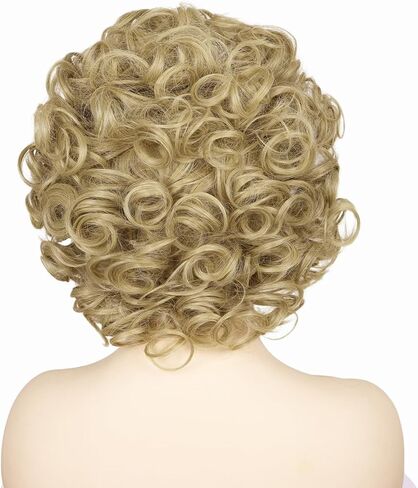 ColorGround Short Fluffy Orange Yellow Wig with Yellow Necklace for Women in Kuwait