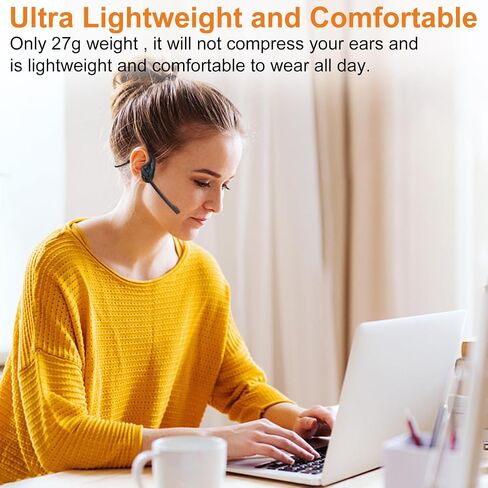 Golvery Latest Bluetooth 5.3 Headset w/DSP Noise Canceling Boom Microphone & Mute for Cellphone, Lightweight Comfort Open Ear Wireless Headphones for PC Laptop Office Meeting Home Working, 10H in Saudi Arabia
