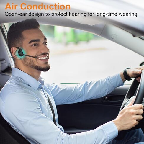 Golvery Latest Bluetooth 5.3 Headset w/DSP Noise Canceling Boom Microphone & Mute for Cellphone, Lightweight Comfort Open Ear Wireless Headphones for PC Laptop Office Meeting Home Working, 10H in Saudi Arabia