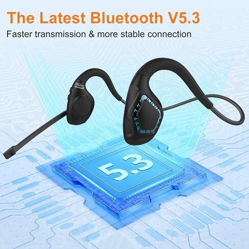 Golvery Latest Bluetooth 5.3 Headset w/DSP Noise Canceling Boom Microphone & Mute for Cellphone, Lightweight Comfort Open Ear Wireless Headphones for PC Laptop Office Meeting Home Working, 10H in Saudi Arabia