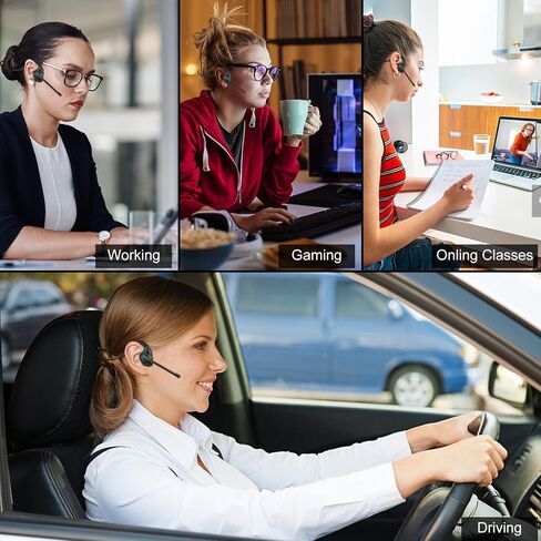 Golvery Latest Bluetooth 5.3 Headset w/DSP Noise Canceling Boom Microphone & Mute for Cellphone, Lightweight Comfort Open Ear Wireless Headphones for PC Laptop Office Meeting Home Working, 10H in Saudi Arabia