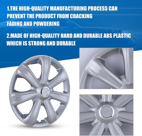 I1MOTOR 15 Inch Hubcaps Set of 4 15'' Wheel Rim Cover Universal R15 Hub Caps Replacement ABS Material Exterior Accessories for Car Pickup Truck SUV, Black Lacquer in Saudi Arabia