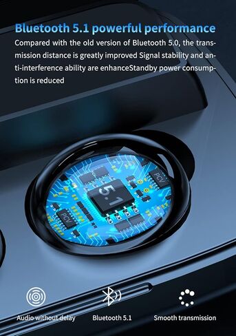 سماعات بلوتوث TWS، سماعات أذن لاسلكية عالية الدقة بخاصية إلغاء الضوضاء، سماعات أذن بلوتوث 5.1، حافظة شحن لاسلكية 180 ساعة وشاشة عرض الطاقة، سماعة رأس TWS داخل الأذن لهواتف iPhone وAndroid in Kuwait
