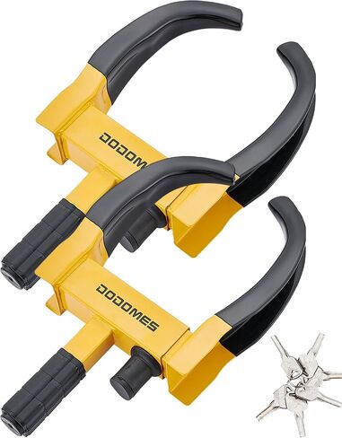 Dodomes Universal Wheel Lock Heavy Duty Security Tires Lock Trailer Wheel Clamp Lock Anti Theft for Car Trailers SUV Boat ATV's Motorcycle Golf Cart with 3 Keys (Red-Flower Grey) 2 Packs 6 Alike Keys in Saudi Arabia