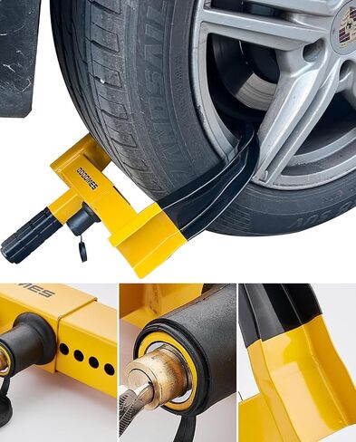 Dodomes Universal Wheel Lock Heavy Duty Security Tires Lock Trailer Wheel Clamp Lock Anti Theft for Car Trailers SUV Boat ATV's Motorcycle Golf Cart with 3 Keys (Red-Flower Grey) 2 Packs 6 Alike Keys in Saudi Arabia