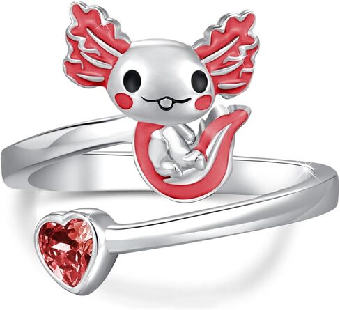 خاتم axolotl 925 الفضة الاسترليني نيوت حلقة مفتوحة الوردي axolotl قابل للتعديل خاتم القلب الحيوان الإبهام الدائري للنساء المكسيكي salamande axolotl مجوهرات هدايا للفتيات في سن المراهقة in Kuwait