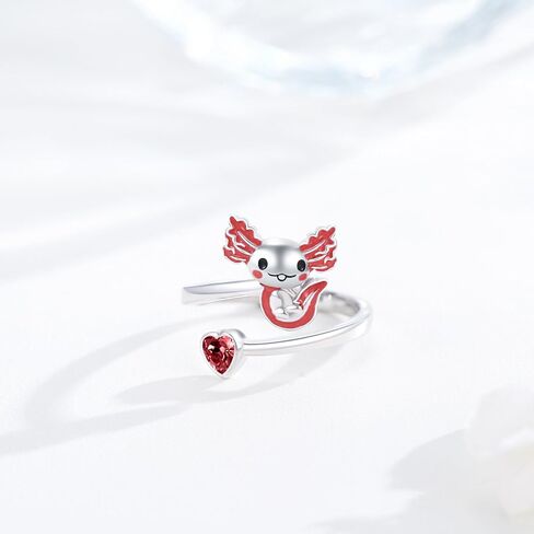 خاتم axolotl 925 الفضة الاسترليني نيوت حلقة مفتوحة الوردي axolotl قابل للتعديل خاتم القلب الحيوان الإبهام الدائري للنساء المكسيكي salamande axolotl مجوهرات هدايا للفتيات في سن المراهقة in Kuwait