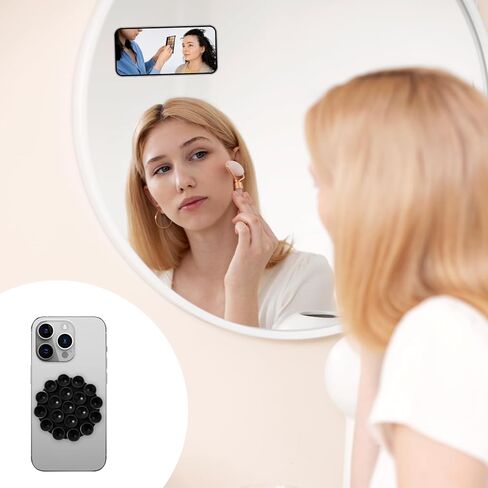 2PCS Silicone Suction Phone Mount, Suction Cup Phone Case Stand Hands-Free Strong Grip Holder Double Sided Suction Phone Mount for Selfies and Videos(Black) in Saudi Arabia