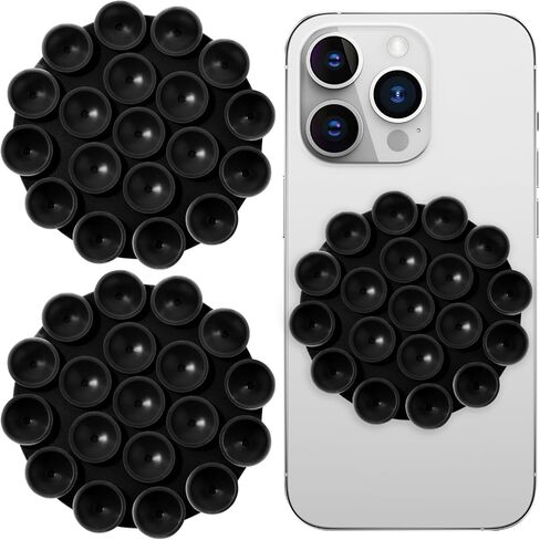 2PCS Silicone Suction Phone Mount, Suction Cup Phone Case Stand Hands-Free Strong Grip Holder Double Sided Suction Phone Mount for Selfies and Videos(Black) in Saudi Arabia
