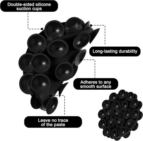 2PCS Silicone Suction Phone Mount, Suction Cup Phone Case Stand Hands-Free Strong Grip Holder Double Sided Suction Phone Mount for Selfies and Videos(Black) in Saudi Arabia