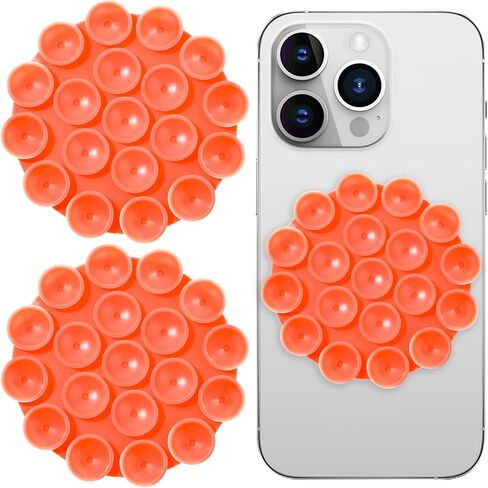 2PCS Silicone Suction Phone Mount, Suction Cup Phone Case Stand Hands-Free Strong Grip Holder Double Sided Suction Phone Mount for Selfies and Videos(Black) in Saudi Arabia