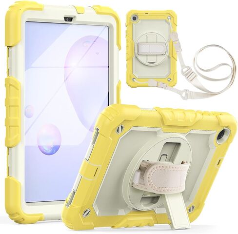 حافظة TPU شديدة التحمل مضادة للصدمات لهاتف Samsung Galaxy Tab A 8.4 SM-T307/T307U 2020 للأطفال، غطاء حماية متين مقاوم للسقوط مع واقي شاشة + مسند دوار + مقبض + حزام كتف، وردي in Kuwait