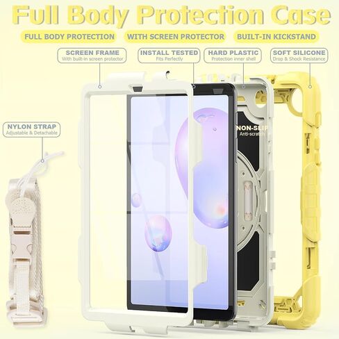 حافظة TPU شديدة التحمل مضادة للصدمات لهاتف Samsung Galaxy Tab A 8.4 SM-T307/T307U 2020 للأطفال، غطاء حماية متين مقاوم للسقوط مع واقي شاشة + مسند دوار + مقبض + حزام كتف، وردي in Kuwait