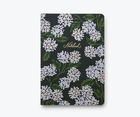شركة RIFLE PAPER CO. مجموعة دفاتر ملاحظات مخيطة بخياطة الكوبية، مجموعة متنوعة من 3 دفاتر ملاحظات، 64 صفحة مسطرة بالحبر الذهبي، غطاء ورقي من القماش مع ورق نص داخلي أبيض in Kuwait