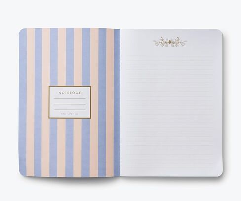 شركة RIFLE PAPER CO. مجموعة دفاتر ملاحظات مخيطة بخياطة الكوبية، مجموعة متنوعة من 3 دفاتر ملاحظات، 64 صفحة مسطرة بالحبر الذهبي، غطاء ورقي من القماش مع ورق نص داخلي أبيض in Kuwait
