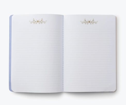 شركة RIFLE PAPER CO. مجموعة دفاتر ملاحظات مخيطة بخياطة الكوبية، مجموعة متنوعة من 3 دفاتر ملاحظات، 64 صفحة مسطرة بالحبر الذهبي، غطاء ورقي من القماش مع ورق نص داخلي أبيض in Kuwait