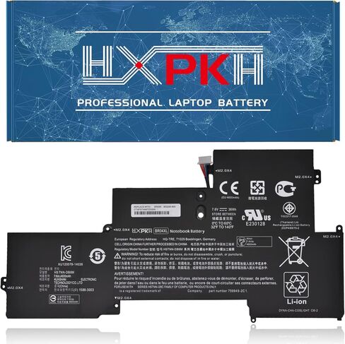 بطارية كمبيوتر محمول HXPK BR04XL 7.6V 36Wh 4600mAh لجهاز HP EliteBook Folio 1020 1030 G1 M0D62PA M4Z18PA G9P64AV L7Z19PA M5U02PA Series Notebook BO04XL 760505-005 765605-005 HSTNN-DB6M HSTNN-I26C I28C in Kuwait