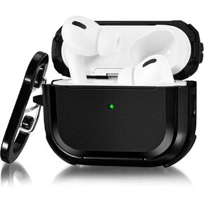 CAGOS for Airpods Pro Case, Cool Shock-Absorbing iPod Pro Hard Cover with Metal Keychain Accessories Compatible with Apple Airpod Pro 1st Generation Case Women Men, Black