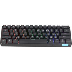 STK61 PBT Wireless Gaming Keyboard, 61 Keys LED Backlight Rechargeable Mechanical Keyboard, USB C Bluetooth Keyboard, for Win 2000/XP/VISTA/7/8/10/Linux/OS X(Black Tea Shaft)