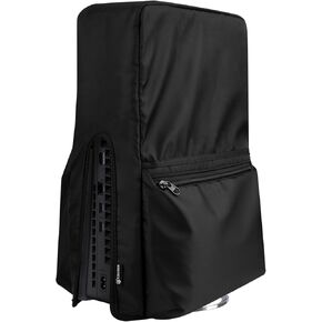 غطاء غبار عمودي متوافق مع وحدة تحكم PS5 Slim، واقي غبار من النايلون مع جيوب تخزين وحدة تحكم PS5 لأقراص Playstation 5 النحيفة والإصدار الرقمي (تصميم أصغر 2023)، أسود in Kuwait