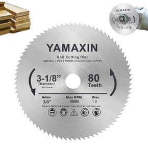 3-1/8 inch Saw Blade 80mm HSS Circular Saw Blade,100Teeth High Speed Steel Cutting Disc with 3/8Inch Arbor for Rotary Tools Wood Plastic Cutting Saw Blade (3pcs 100Teeth 0.8Disc)