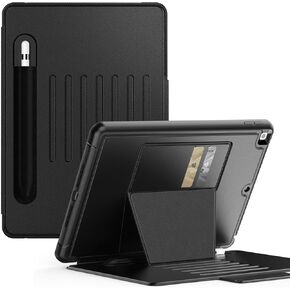 SEYMAC Case for iPad 9th/ 8th/ 7th Generation Case 10.2 Inch, Smart Magnetic Auto Sleep Shockproof Protective Case with Stable Stand/Pencil Holder/Card Slot for iPad 10.2 Inch, Black